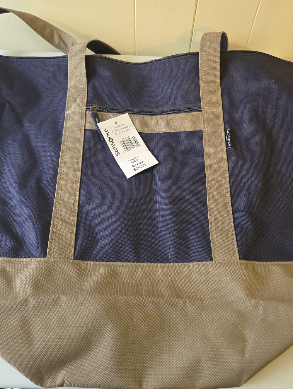 Samsonite Navy and Tan Canvas Duffel Tote